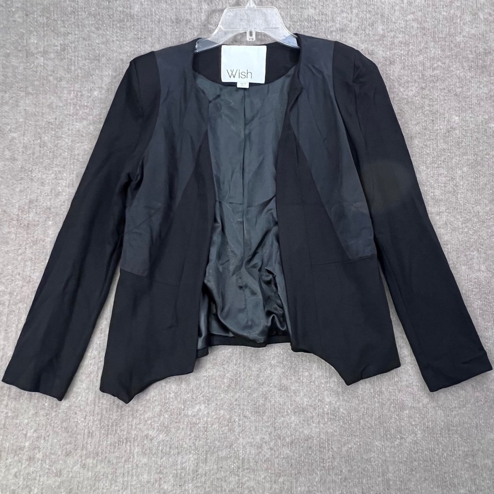 Wish Australia Black Blazer Jacket Open Front Career Office Work L‎